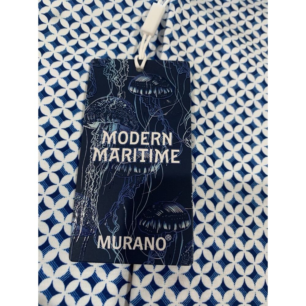 NWT Murano Liquid Luxury Mens Slim Fit Cotton Polo Blue White XL - Picture 5 of 9